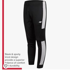 NEW BALANCE Boys black & white tricot jogger sweatpants size 12/14.